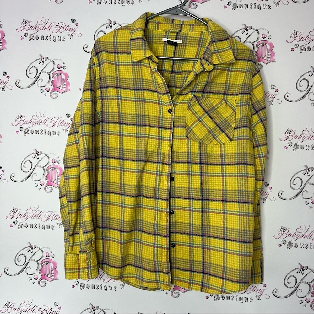 O’Neill Yellow and Blue pink Plaid Button-Up Shirt long sleeve soft